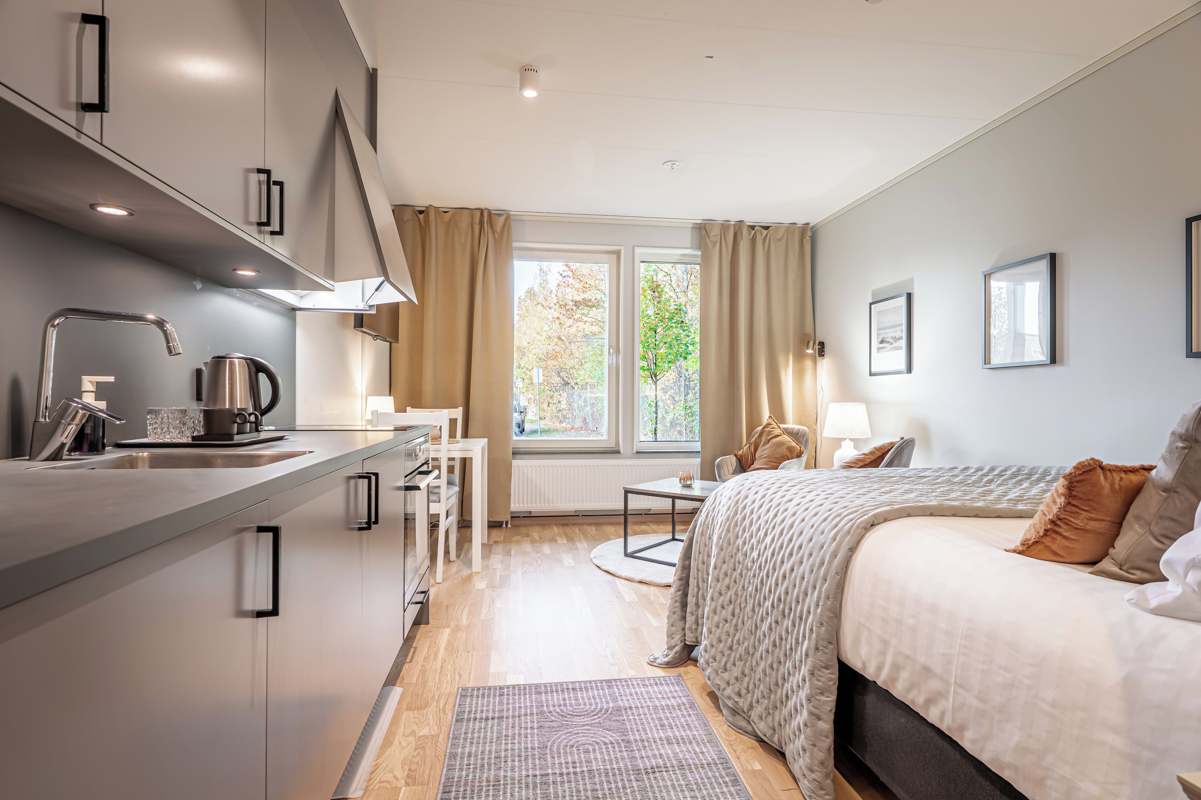 Traditional Studio | Hypo-allergenic bedding, desk, blackout drapes, soundproofing