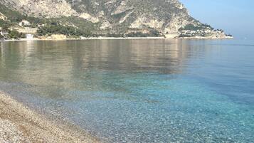 Beach nearby, sun loungers