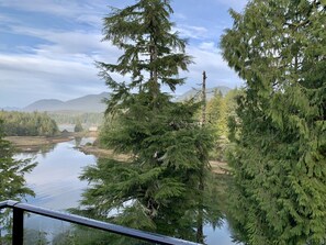 Balcony - Kingfisher | Waterfront Cabin with Inlet + Mountain Views (Ucluelet)