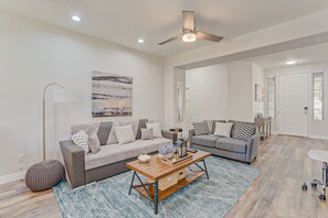 Smart TV, fireplace, video games, books