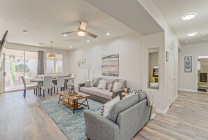 Smart TV, fireplace, video games, books