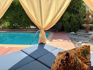 Outdoor pool, a heated pool - Apt G - furnished 1bed/1bath, second floor,in the heart of downtown Palm Springs (Palm Springs)