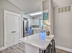 Fridge, microwave, oven, dishwasher