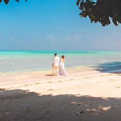 On the beach, white sand