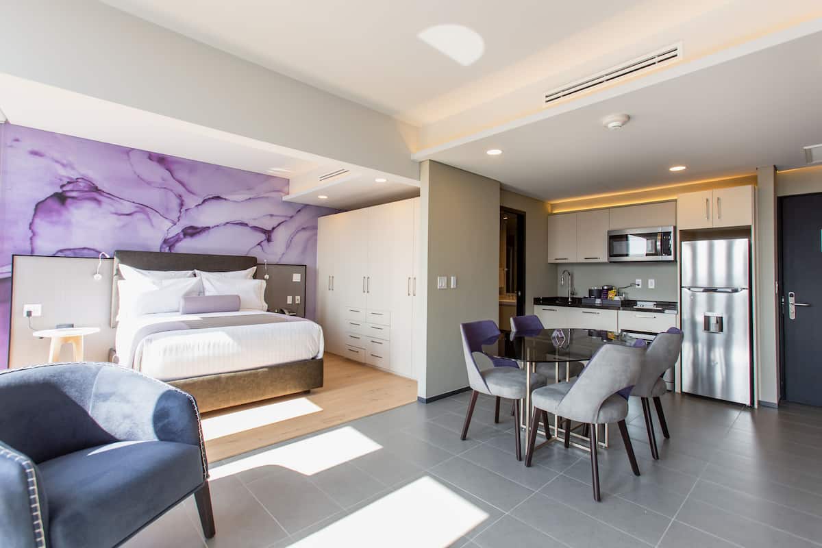 Junior Room, 1 King Bed, Kitchenette, City View | Premium bedding, down comforters, in-room safe, desk