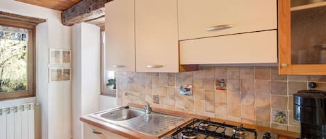 Fridge, oven, stovetop, coffee/tea maker