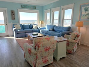 Flat-screen TV, books