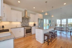 Fridge, microwave, oven, stovetop - 4BR/3BA Home - Desirable Turtle Creek Area, HOT TUB, Ocean Views, Sleeps12 (Oak Island)