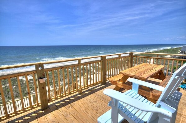 Outdoor dining - 6BR/5BA - Oceanfront with Elevated Pool, Amazing Views, Sleeps 18 (Oak Island)