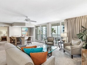 Condo, Multiple Beds, Hot Tub, Beach View (#604 - No Pets) | Living area | TV - Gullwing by Distinctive Beach Rentals (Fort Myers Beach)