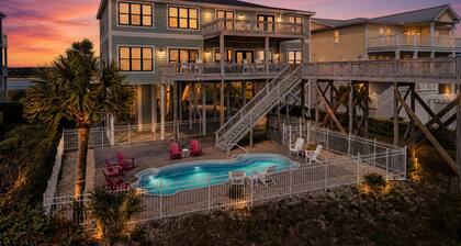 Oceanfront West Point in Oak Island: 12 bedrooms, sleeps 30, with luxury amenities.