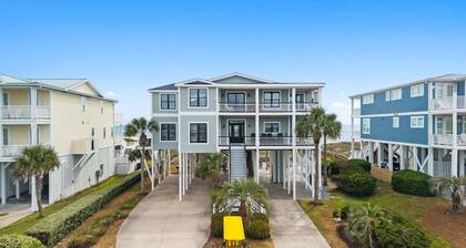 Oceanfront West Point in Oak Island: 12 bedrooms, sleeps 30, with luxury amenities.
