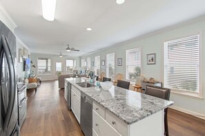 Fridge, microwave, oven, stovetop - Experience oceanfront luxury at Yonder, Oak Island—7 bedrooms, pool, and breathtaking views! (Oak Island)