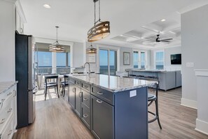 Fridge, microwave, oven, stovetop - Oceanfront retreat in Oak Island with 7 bedrooms and pool for 20 guests. (Oak Island)