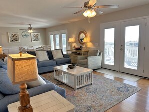 Smart TV, DVD player, books, video library - 5BR/3BA Oceanfront Home - Pool/Hot Tub, Private Beach Access, Sleeps 15 (Oak Island)