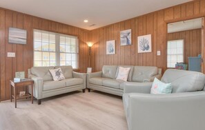 TV, DVD player, video library