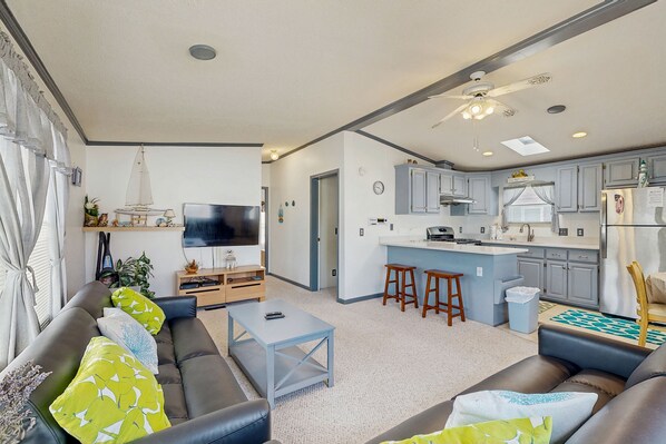 TV, DVD player, stereo