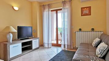 Televisión y chimenea