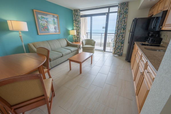 - Bright & inviting space with ocean views, perfect for unwinding after a fun day - Well equipped kitchen lets you prepare meals with ease while enjoying the open layout - Step onto the balcony & enjoy the refreshing sea breeze with a stunning view