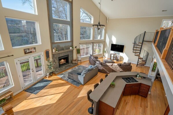 TV, fireplace, video games, streaming services