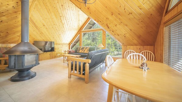 Fernseher, Kamin, DVD-Player