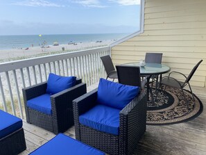 Outdoor dining - Beach Front Property with Stunning  Ocean Front View in the Ocean Dunes Resort (Kure Beach)