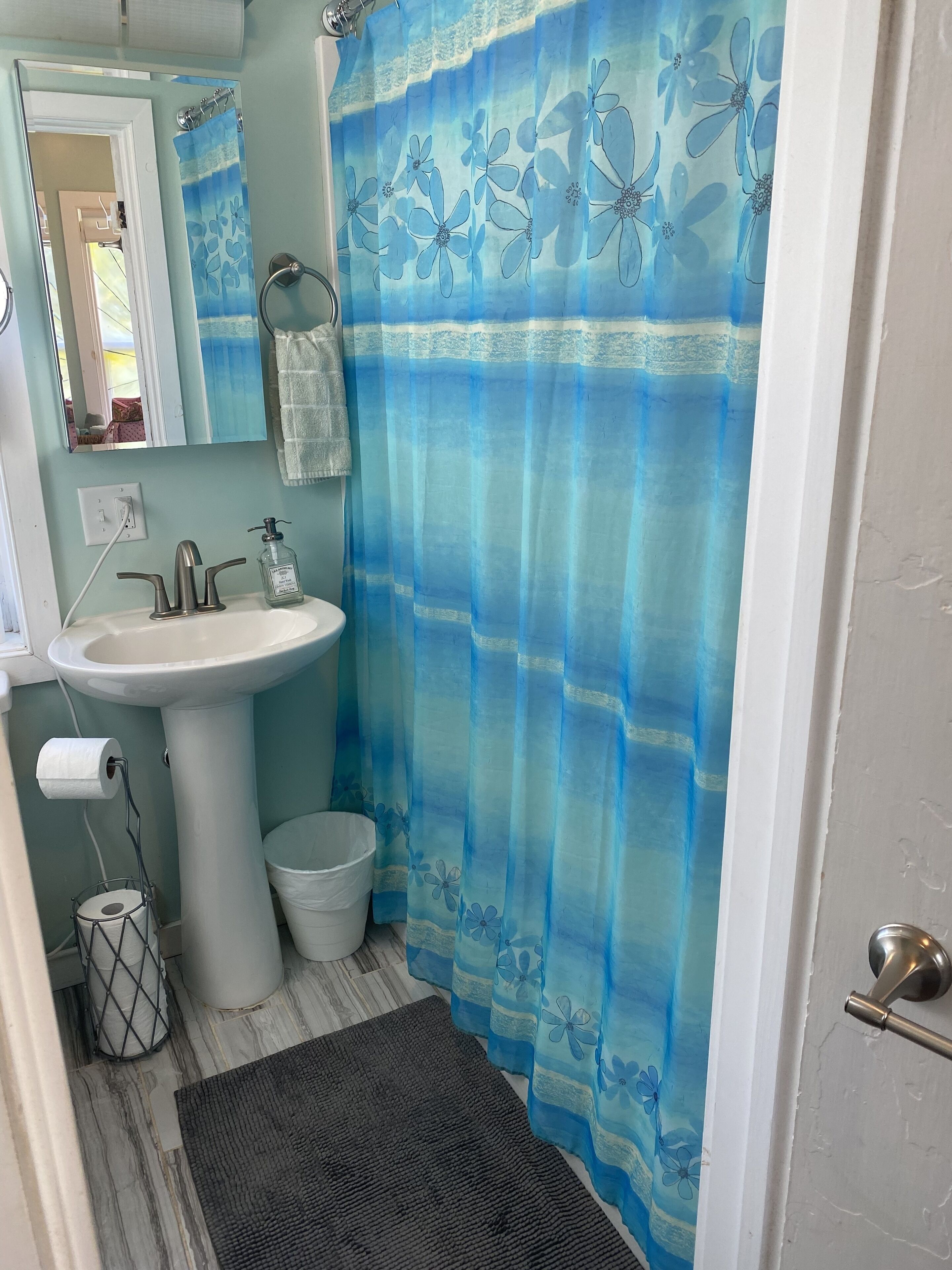 Ensemble douche/baignoire, sèche-cheveux, bidet, serviettes fournies