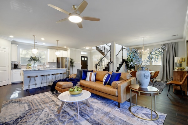 Sectional couch and open floor plans is great for entertaining