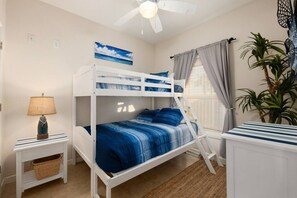 2 bedrooms, desk, iron/ironing board, travel cot