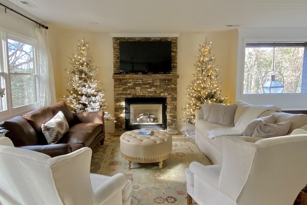 Frosted Christmas trees go up after Thanksgiving for fun family holidays.