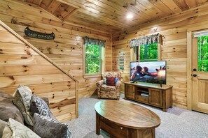 TV connectée, cheminée, jeux vidéo, lecteur de DVD