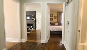 2 bedrooms, memory foam beds, desk, iron/ironing board