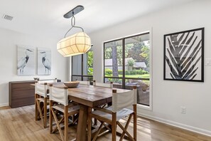 Dining - Charming Coastal 2BR Villa, GOLF CART, Cozy Sunroom, Near Beach, Pool, Wharf. (Miramar Beach)