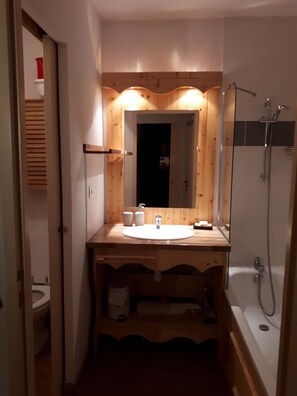 Tina, secadora de cabello, papel de baño 
