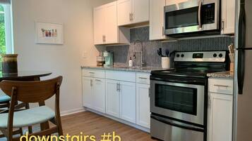 Fridge, microwave, coffee/tea maker, electric kettle