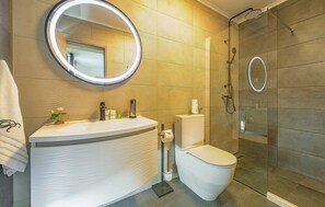 Combined shower/tub, hair dryer