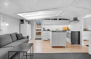 Smart TV, fireplace, foosball