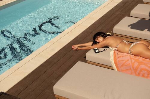 Outdoor pool, pool loungers