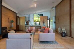 Smart TV, fireplace, stereo