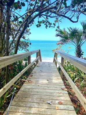 Rannalla, aurinkotuoleja, rantapyyhkeitä