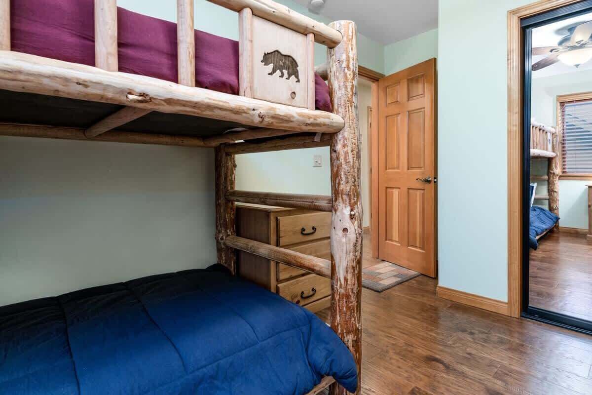 Twin-over-twin log bunk bed