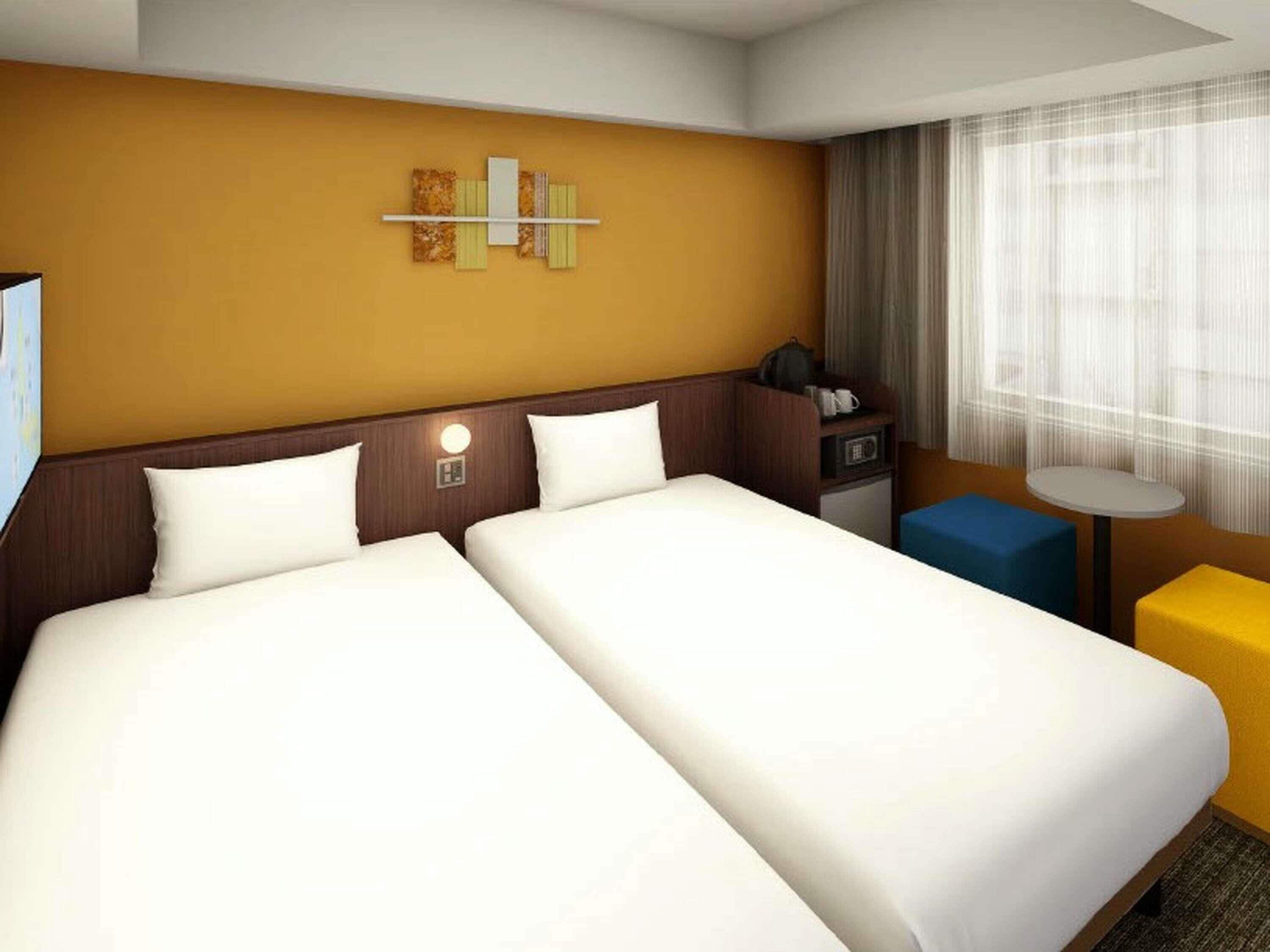 标准房, 2 张单人床 | 客房内保险箱、办公桌、笔记本电脑工作区、遮光窗帘