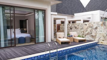 Villa, 1 Bedroom, Private Pool, Garden Area | 1 bedroom, pillowtop beds, minibar, in-room safe