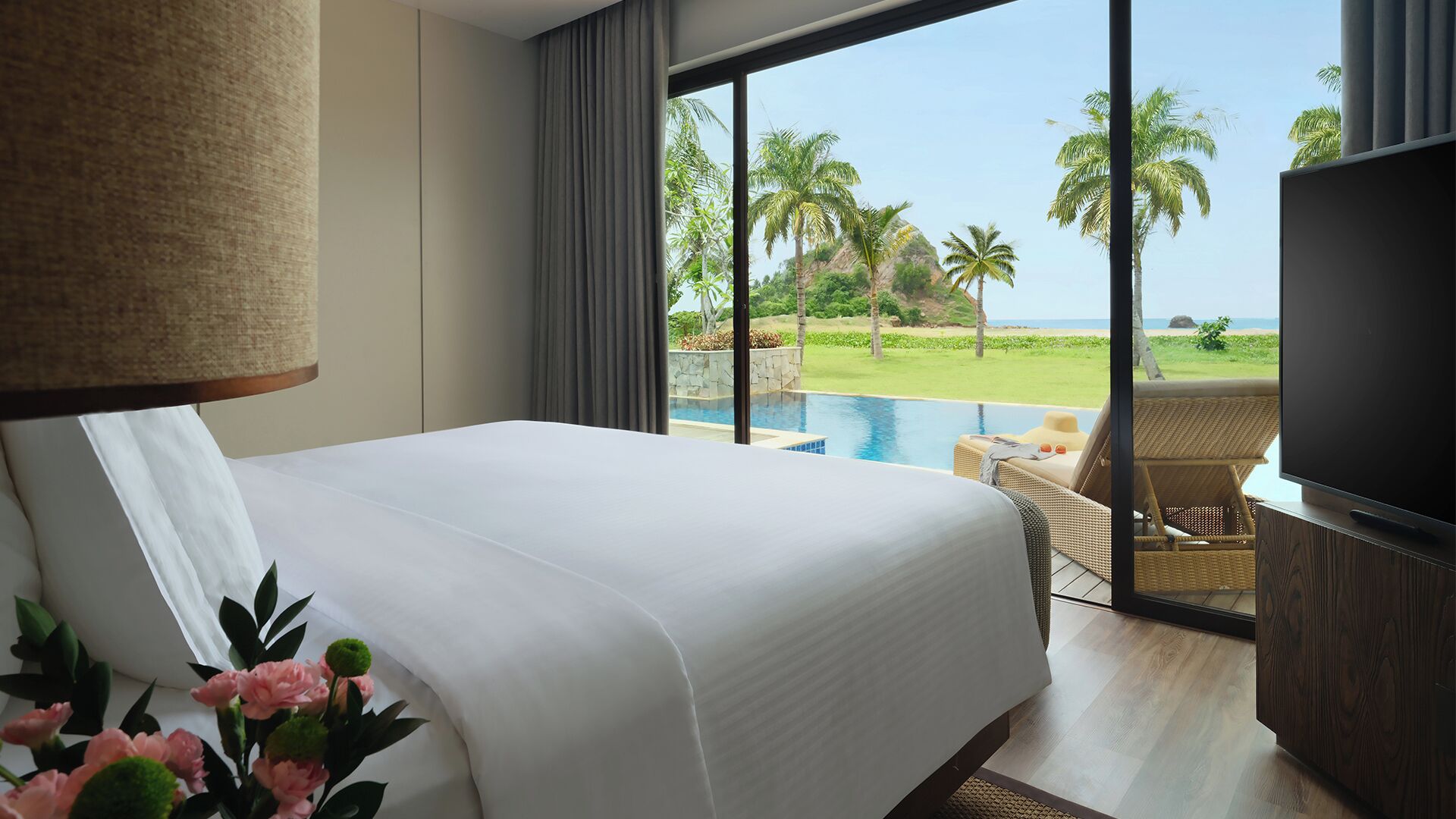 Villa, 2 Bedrooms, Sea View (Beach) | Pillow-top beds, minibar, in-room safe, laptop workspace