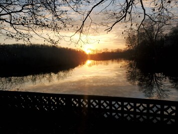Sunset over the pristine lake