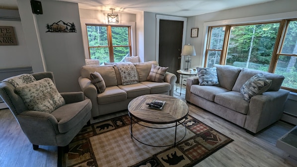 TV, fireplace, table football