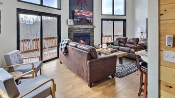 Smart TV, fireplace, table football