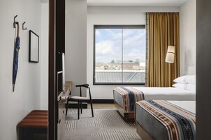 Desk, laptop workspace, free WiFi, bed sheets