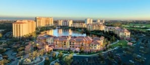 Stunning circular complex with a serene central courtyard and lush greenery.