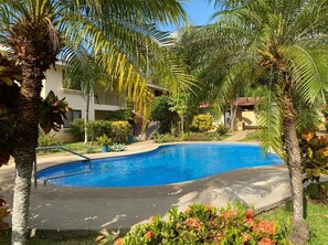 Outdoor pool - 2 Bed 2 Bath condo with pool, full kitchen, in the marine sunset condos. (Playa del coco)